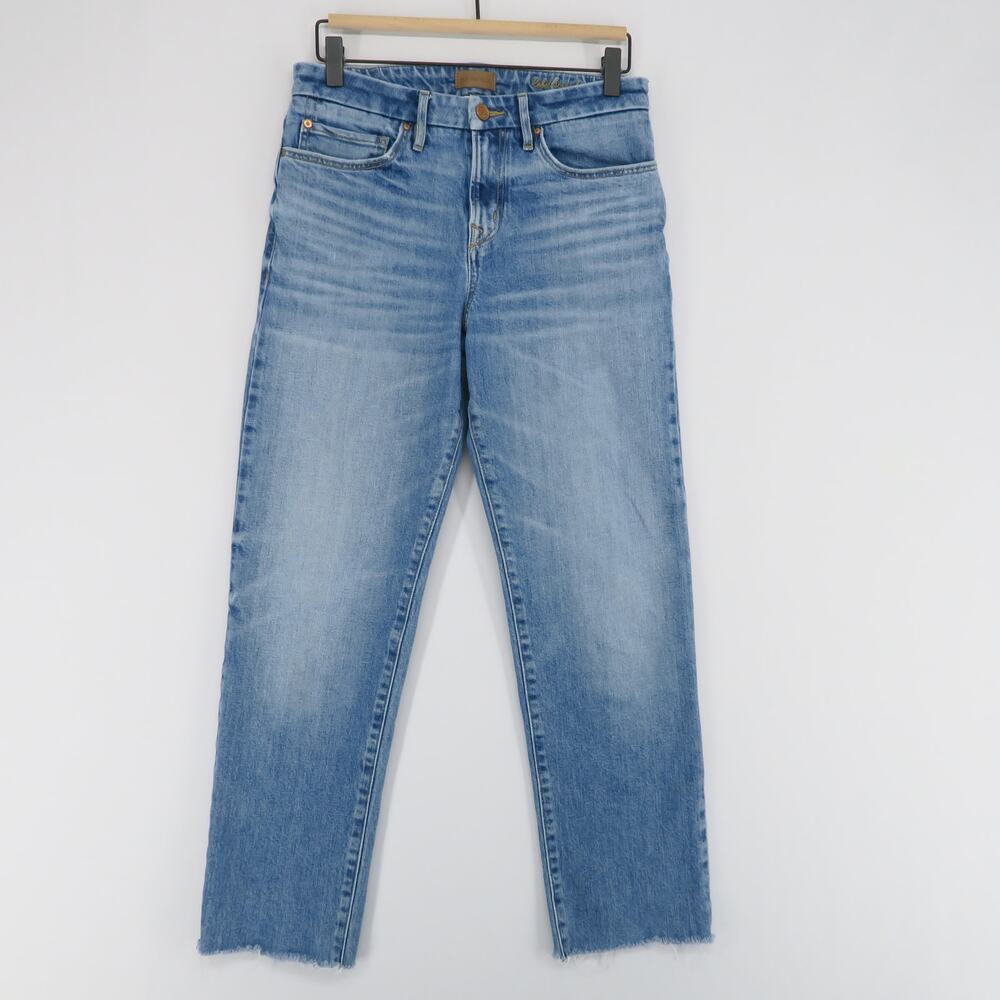 Porter Blue Rebel Straight Jeans Womens 26 Blue High Rise Stretch Raw Hem Denim